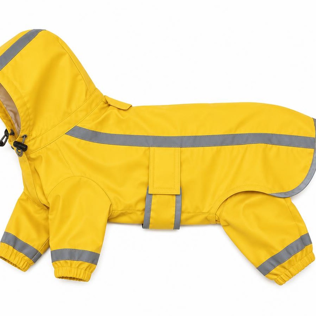 DyreSmart regnjakke med refleks til hund sett fra siden
