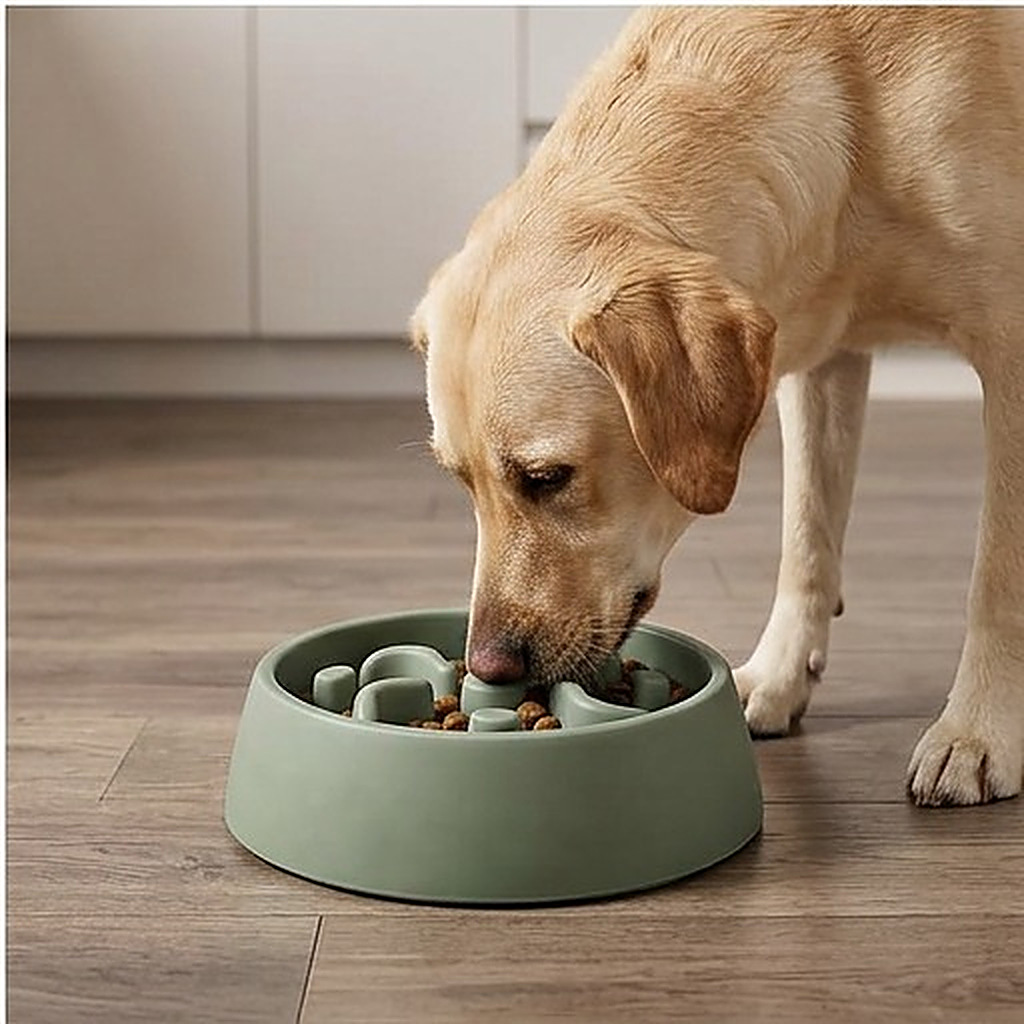 DyreSmart slow feeder matskål med labyrintmønster til hund nærbilde av detaljer