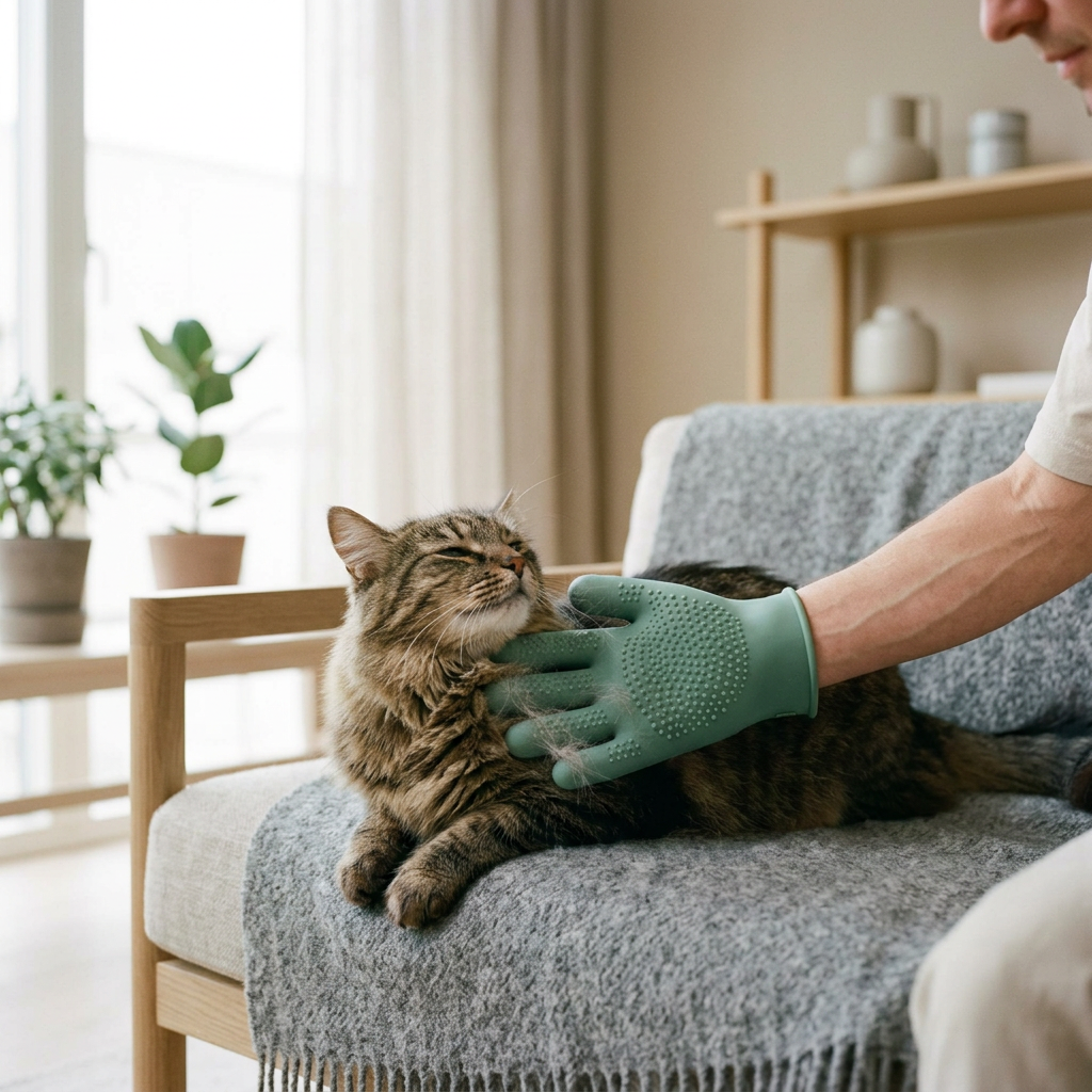 DyreSmart børstehanske i silikon til hund og katt sett ovenfra