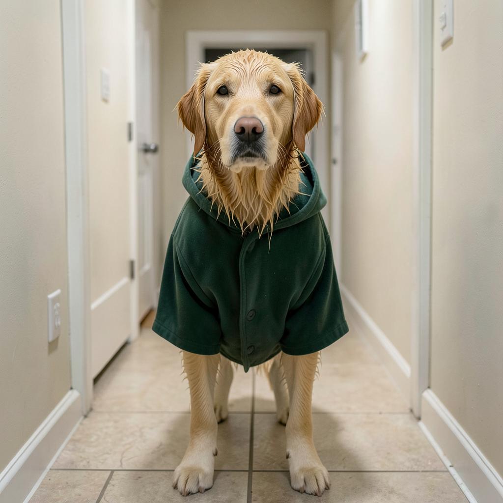 DyreSmart tørkekåpe i mikrofiber til hund sett ovenfra