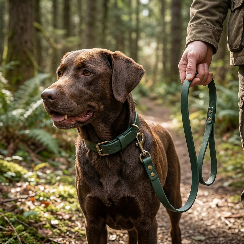 DyreSmart vanntett halsbånd og kobbel til hund sett ovenfra