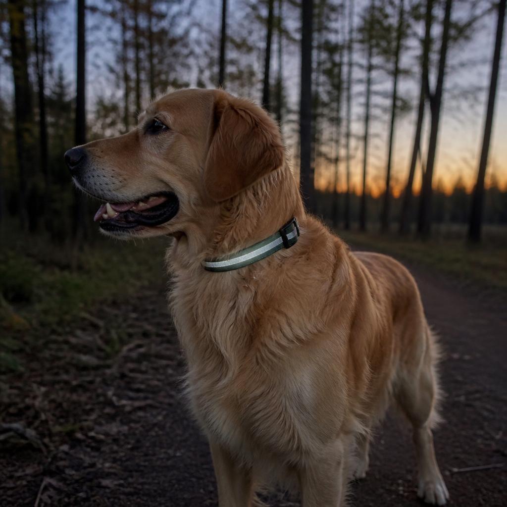 DyreSmart halsbånd til hund med refleks sett ovenfra