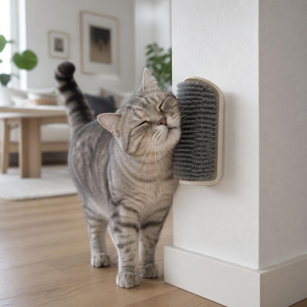 DyreSmart veggbørste til katt med sugekopp sett ovenfra